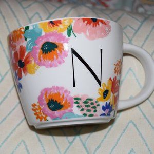 Opal House Floral Poppies Initial “N” Coffee Mug Cup Tea Hot Cocoa #E14